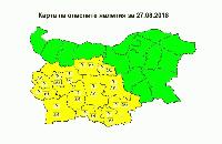 Жълт код за очаквани валежи за 13 области в България